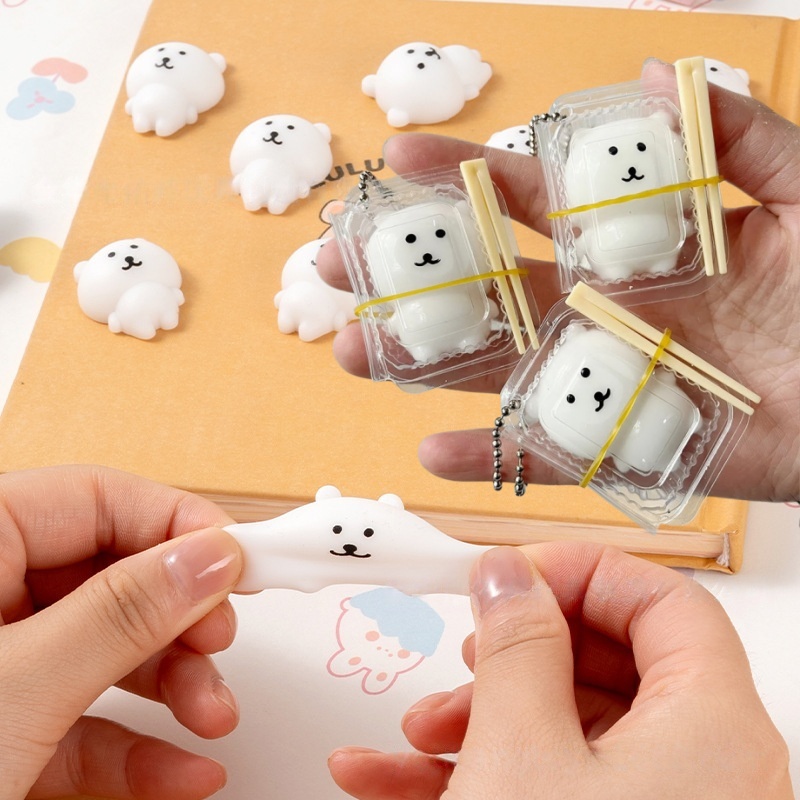 Party Games Birthday - กล่องข้าวสควิชชี่รูปหมีน่ารัก ของเล่นสควิชชี่แบบนิ่มนิ่ม กระเป๋าพวงกุญแจน่ารัก ของเล่นบีบคลายเครียด ของขวัญวันเกิดสำหรับงานปาร์ตี้