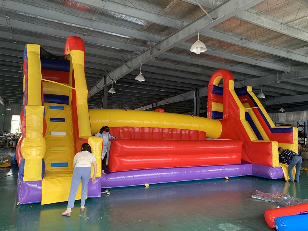 Party Games Kids Outdoor - สนามแข่งขันเป่าลมขนาดใหญ่พร้อมสไลเดอร์ บ้านลม PVC สำหรับเด็กและผู้ใหญ่ เหมาะสำหรับงานปาร์ตี้กลางแจ้ง