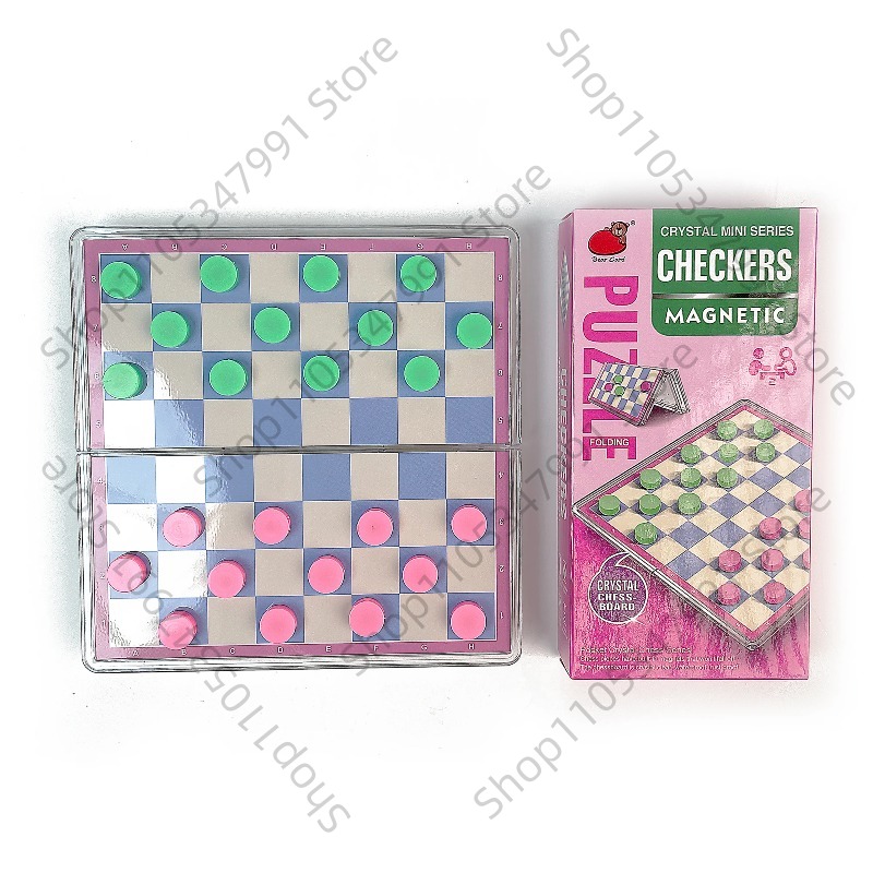 Party Games Classic - กระดานหมากรุกคริสตัลแม่เหล็กแบบพับได้เกมกระดานพลาสติกใสสำหรับเดินทางกลางแจ้งชุดกลยุทธ์คลาสสิกของขวัญปาร์ตี้