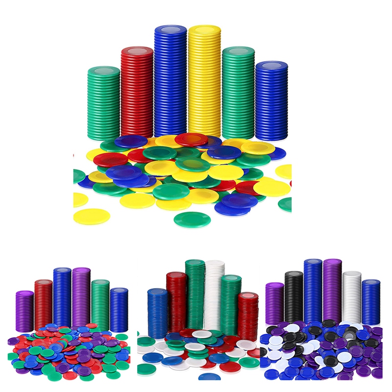 Party Games Bingo - 400ชิ้นพลาสติกชิปโป๊กเกอร์ชิปเกม4สีเคาน์เตอร์การ์ดสำหรับเกมเล่นนับเกมบิงโกชิปการ์ด