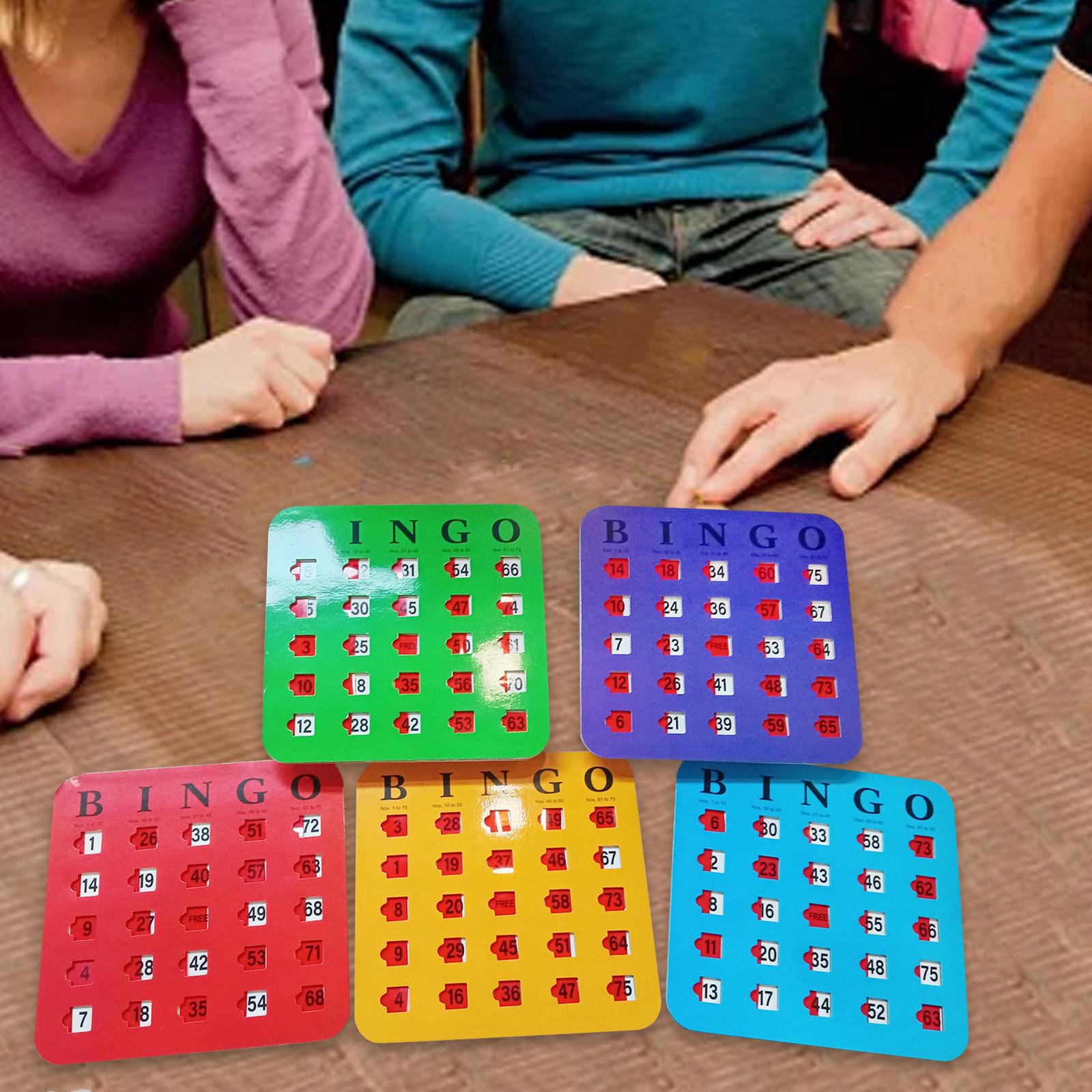 Party Games Bingo - บัตรบิงโกแบบสไลด์ 5 ชิ้น พิมพ์ใหญ่ อ่านง่าย เกมปาร์ตี้สนุกๆ