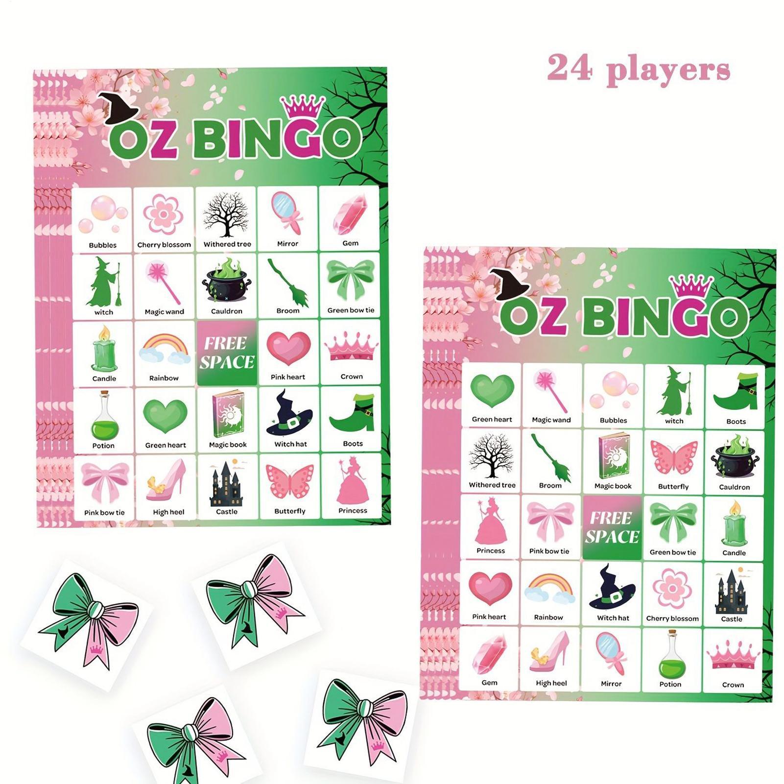 Party Games Bingo - เกมบิงโกฮาโลวีนสำหรับเด็กผู้ใหญ่ 24 ใบ ชุดเกมปาร์ตี้แม่มดสำหรับกิจกรรมฮาโลวีน Trick or