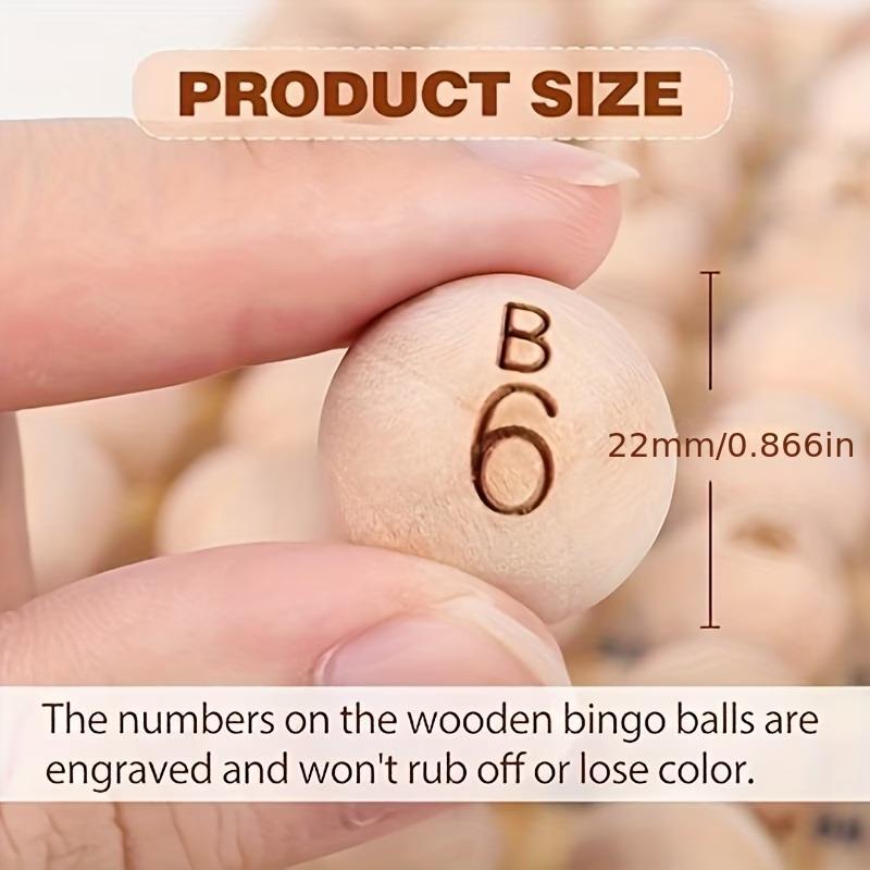 Party Games Bingo - ลูกบิงโกไม้เนื้อแข็งกันรอยขีดข่วน 75 ชิ้น พร้อมตัวเลขสลัก ผิวเรียบ สำหรับปาร์ตี้ปิกนิกกลางแจ้งและเกมสนุกๆ