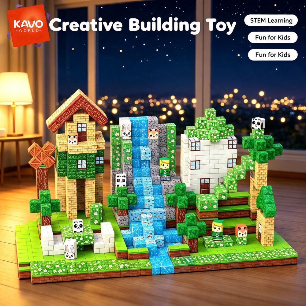 Party Games Easy Kids - KAVOWORLD ชุดบล็อกแม่เหล็กสร้างบ้านในป่า 150 ชิ้น ของเล่นเสริมพัฒนาการ STEM