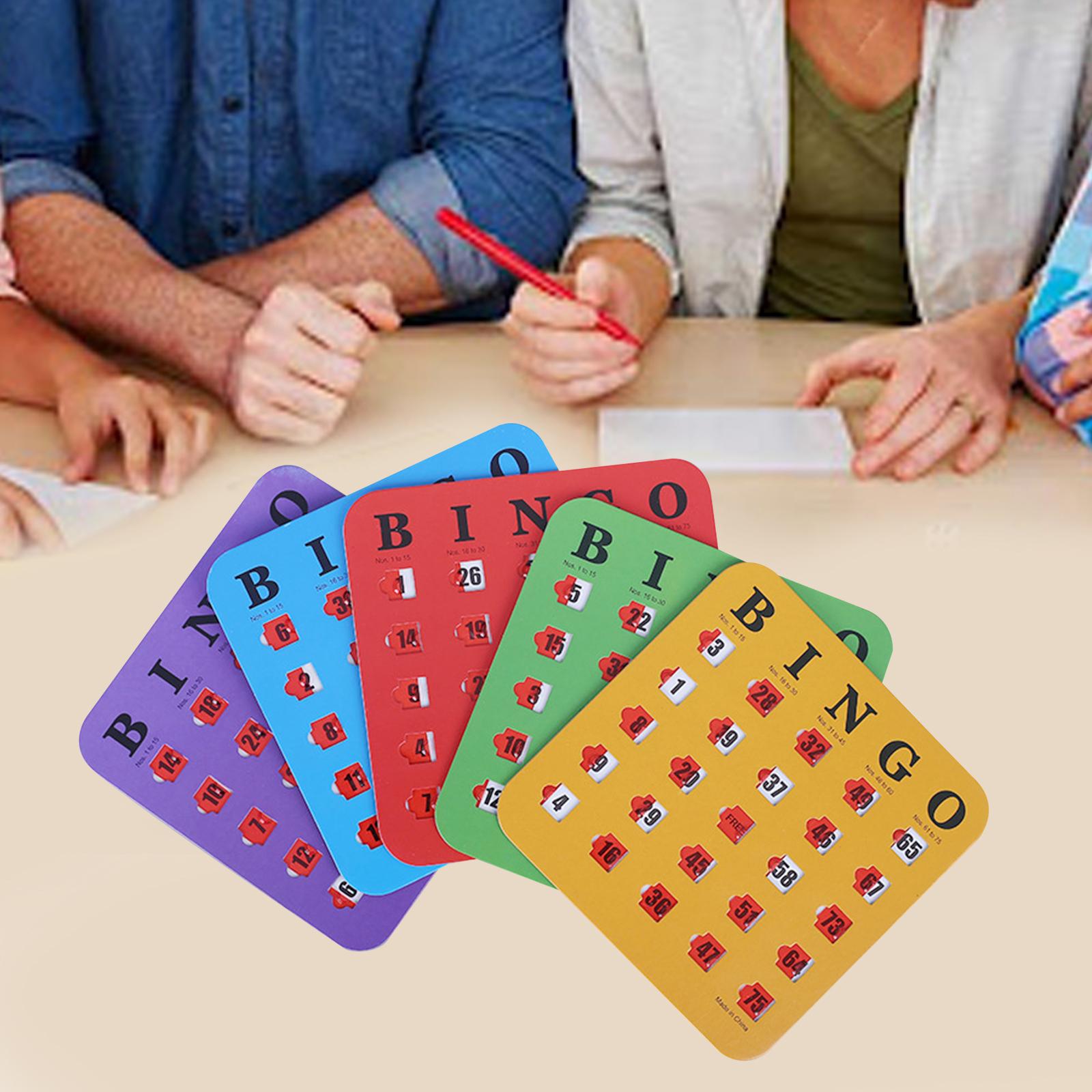 Party Games Bingo - 5 ชิ้นพิมพ์ขนาดใหญ่บิงโกกระดาษแข็งอ่านง่ายปาร์ตี้เกมสนุกชัตเตอร์สไลด์บิงโกการ์ดสําหรับผู้ใหญ่กลุ่มขนาดใหญ่ผู้สูงอายุ